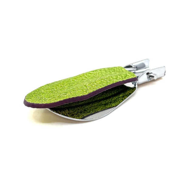 Trixi Gronau travel shoehorn, Cedric, stainless steel, leather metallic limone, closed front